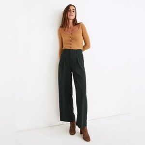 NWT Madewell Drapey Pleated Wide-Leg Pants Dark Smoke Size 12